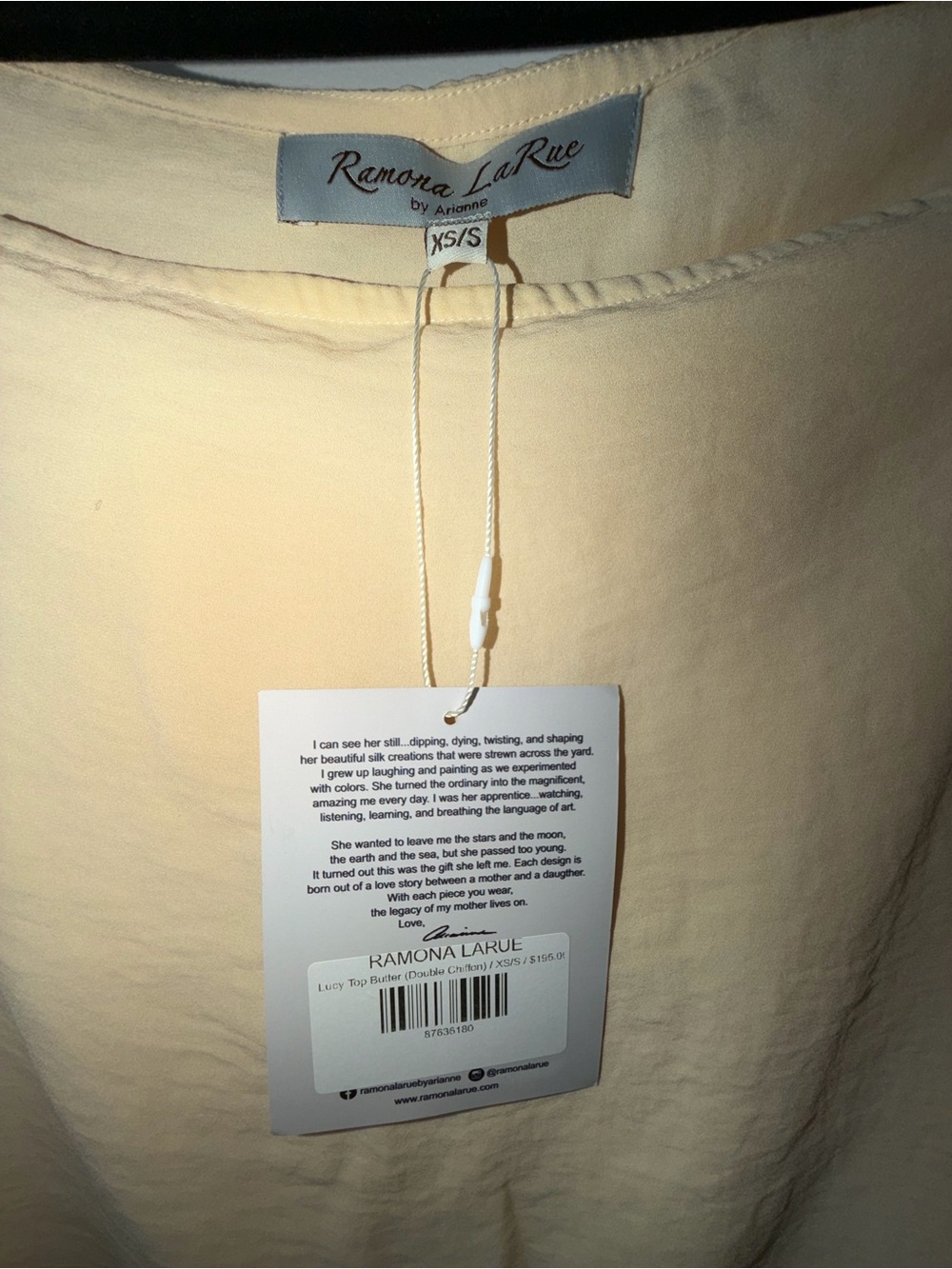 Ramona LaRue Lucy Set Butter XS Double Chiffon Top + Pants NWT - Picture 5 of 5